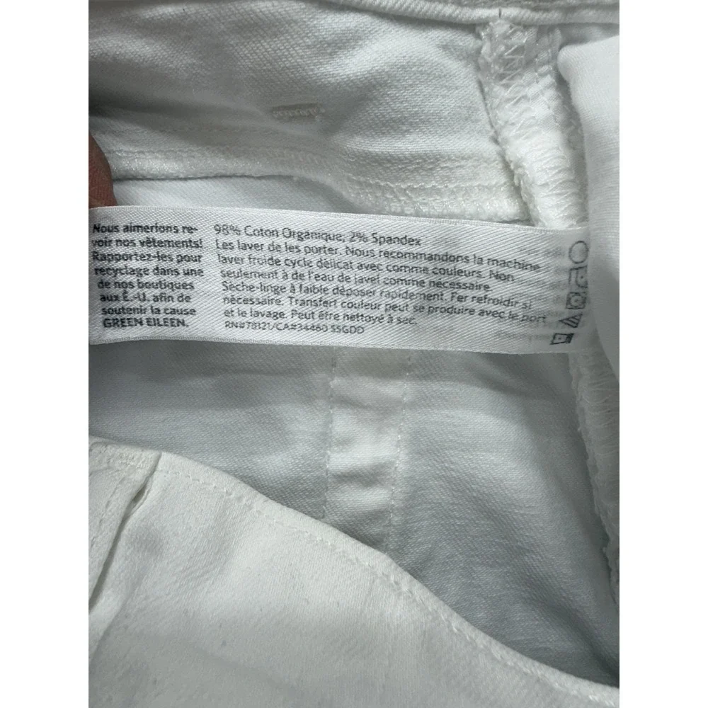 Eileen Fisher Straight Jeans Womens 10 White Organic Cotton Mid Rise‎ Stretch
